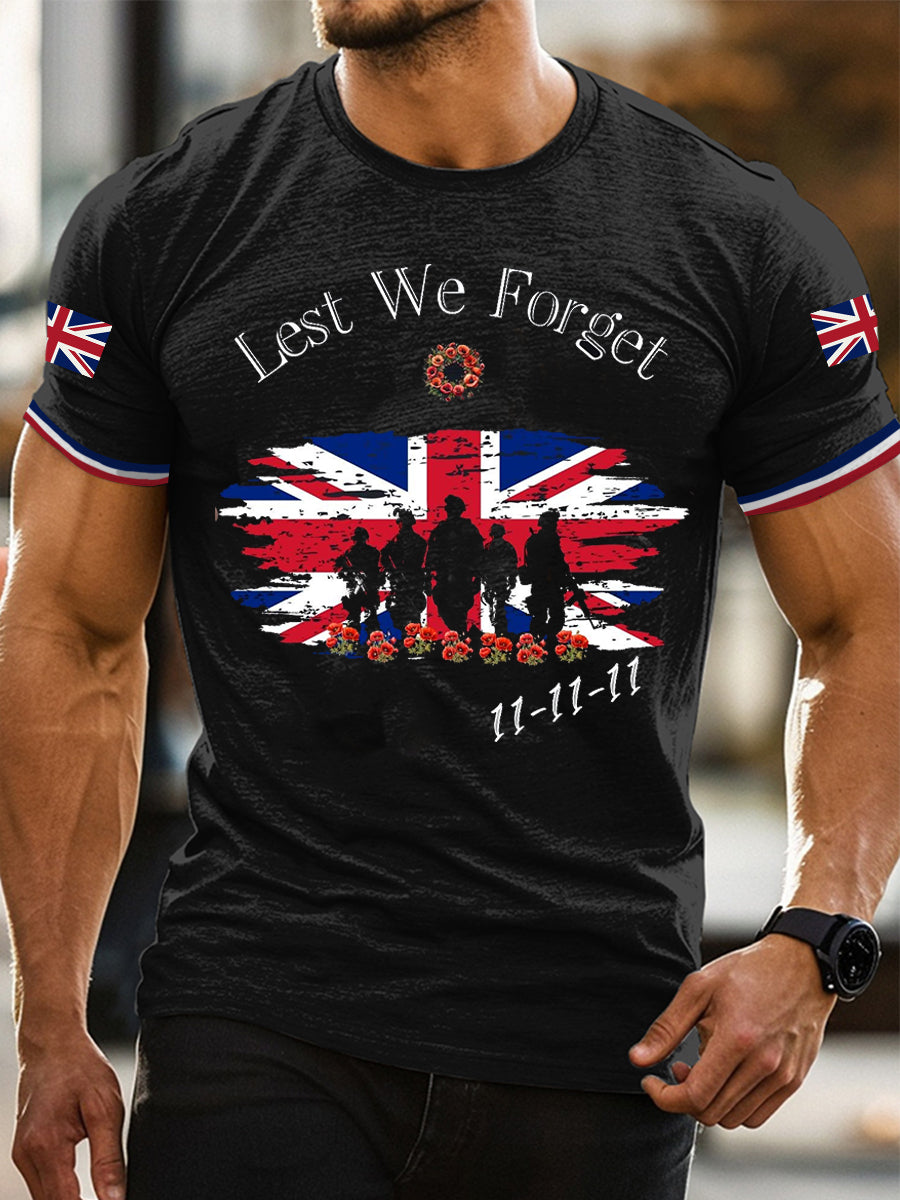 Men's Remembrance Day Lest We Forget 11-11-11 Short Sleeves T-shirt