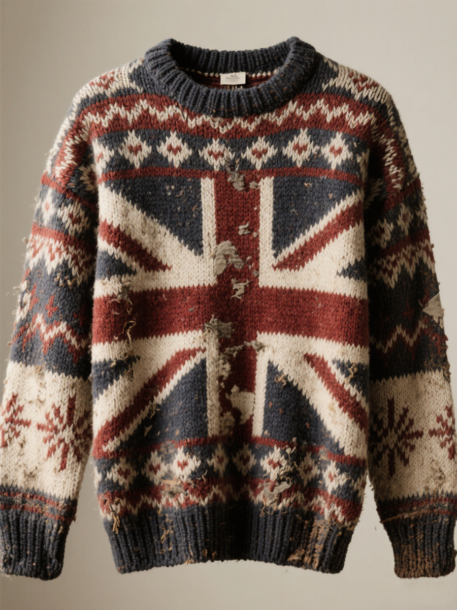 Men's British Falg Printed imitation sweater