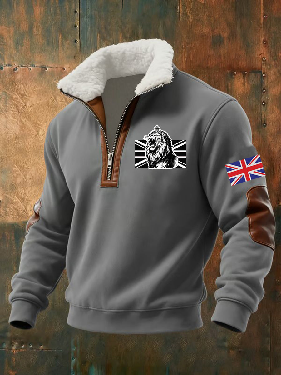 Men's Vintage British Lion Print Sweatshirt