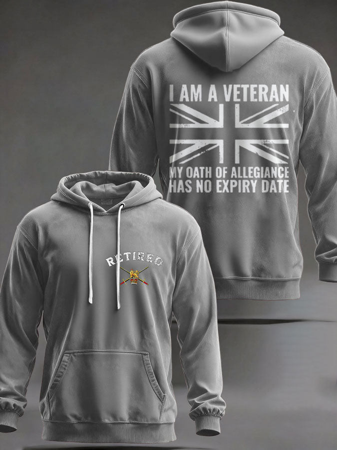 Men's UK Retired Veteran Printed Hoodie