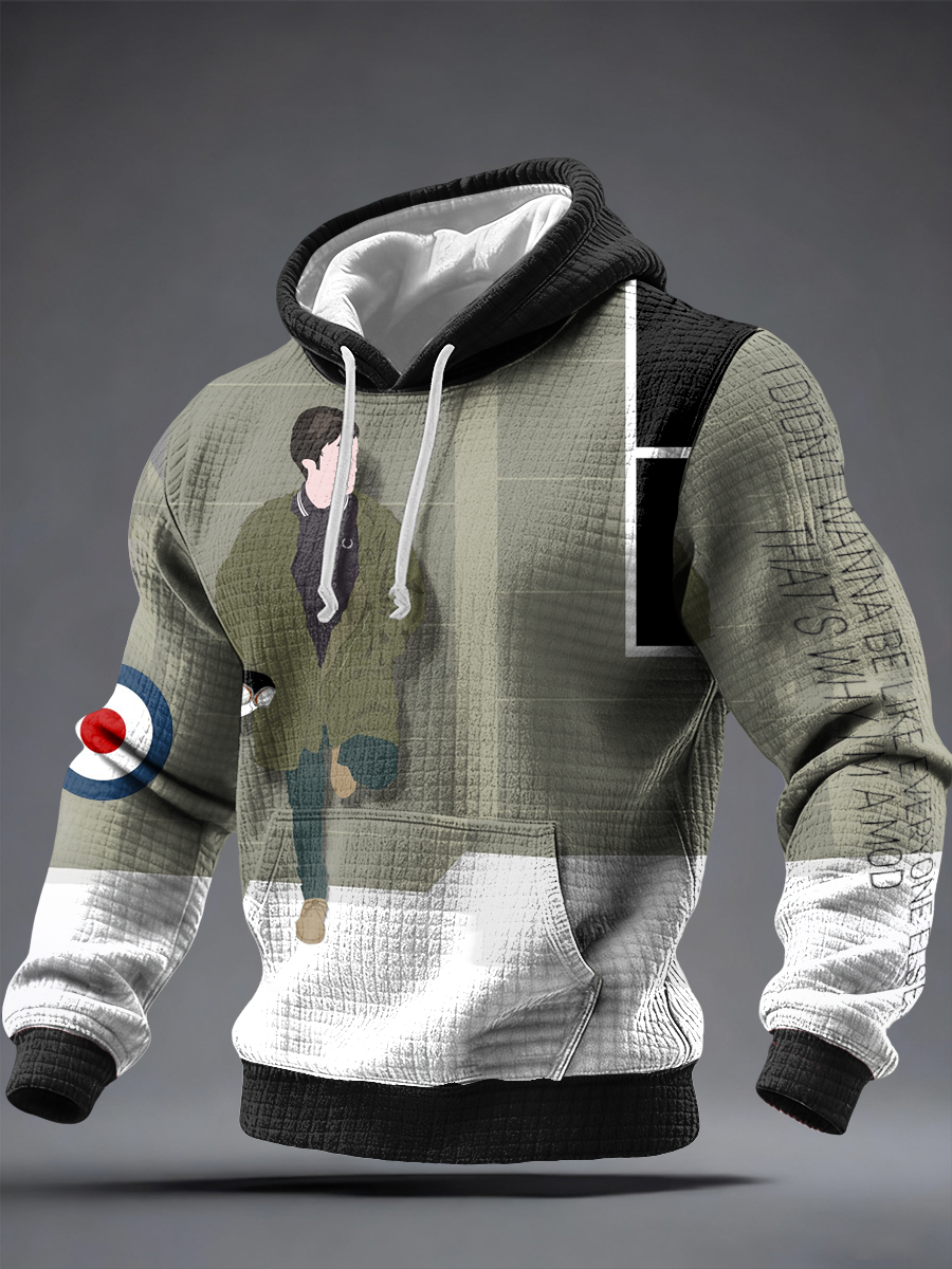 Men's UK Mods Music Lover Checkered Cotton Hoodie