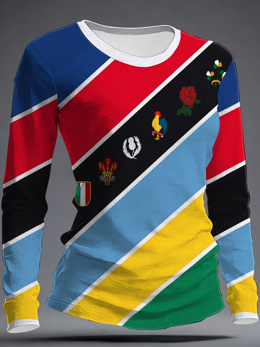 Women's Nations of Rugby Lover Printed Tops