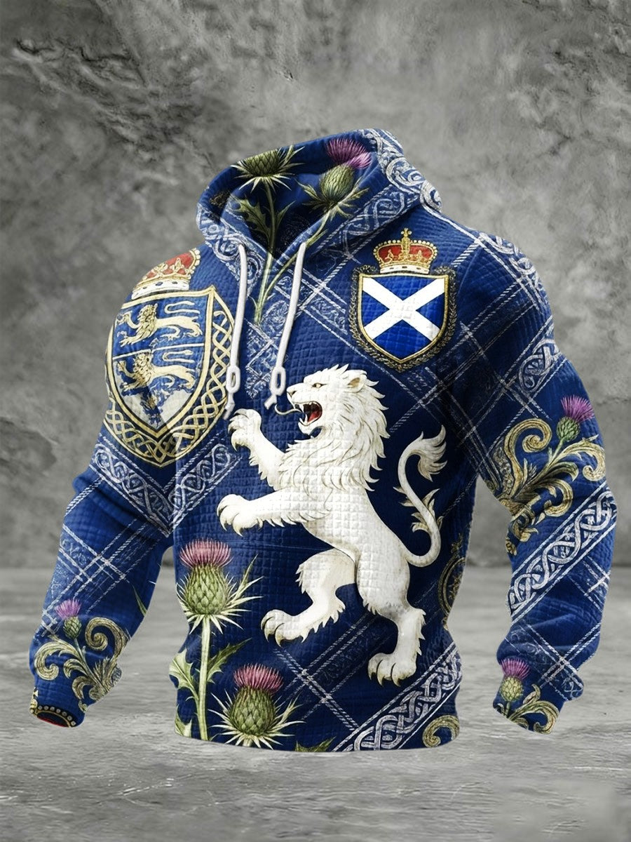 Men's Scotland We'll Be Coming 2026 Football Lover Waffle Hooded Sweatshirt