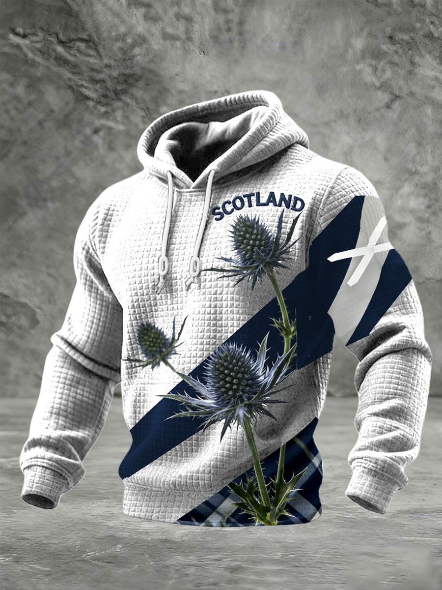 Men's Scotland We'll Be Coming 2026 Football Lover Waffle Hooded Sweatshirt