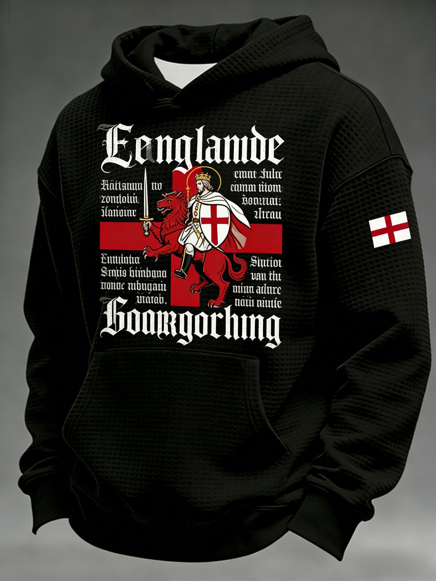 Retro St George's Day Casual Waffle Hoodie Sweatshirt