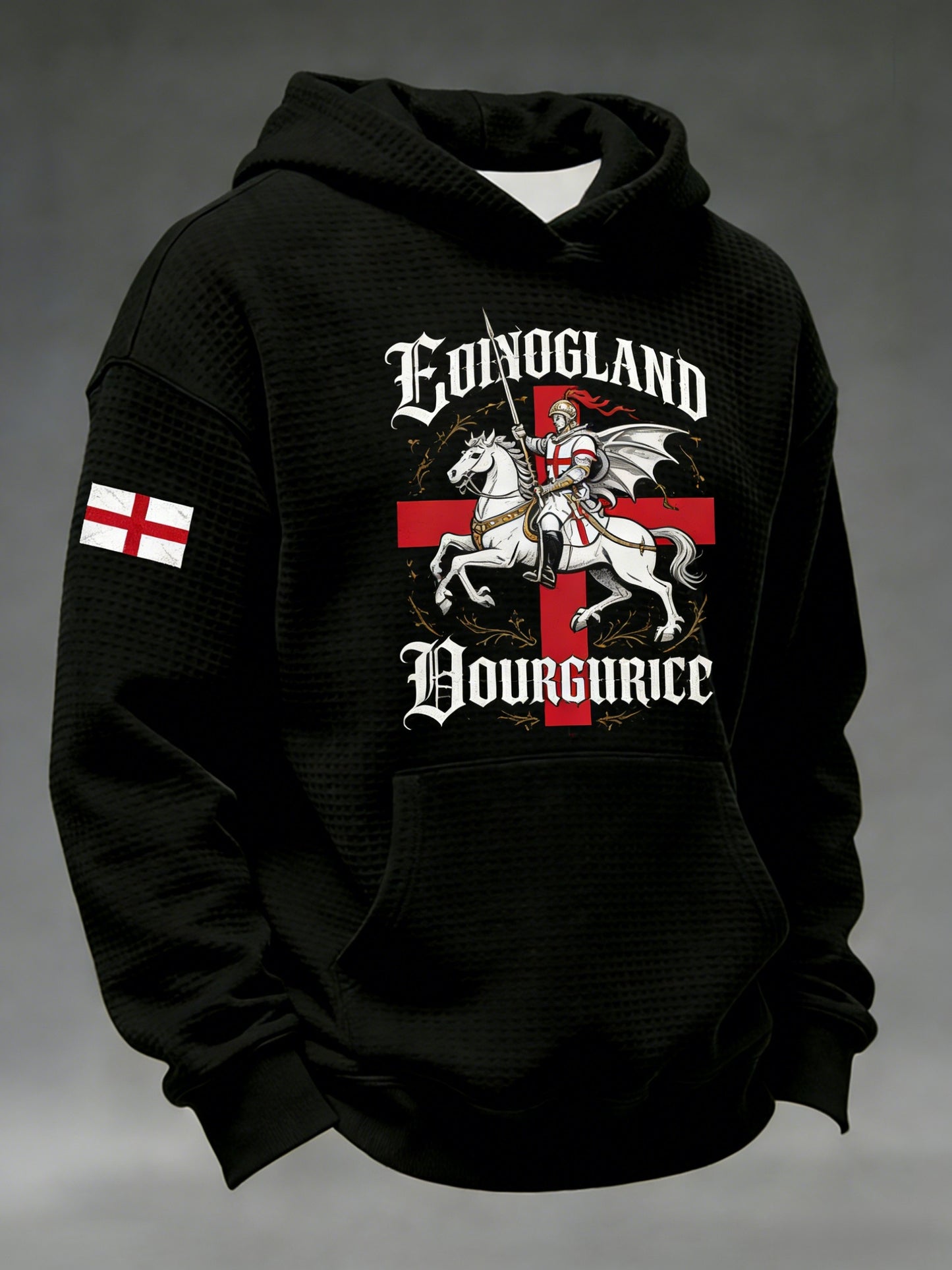 Retro St George's Day Casual Waffle Hoodie Sweatshirt