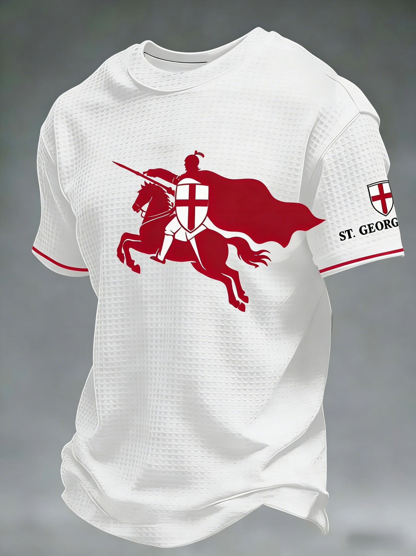 Men's Retro St George's Day Casual Waffle Short-Sleeve T-Shirt