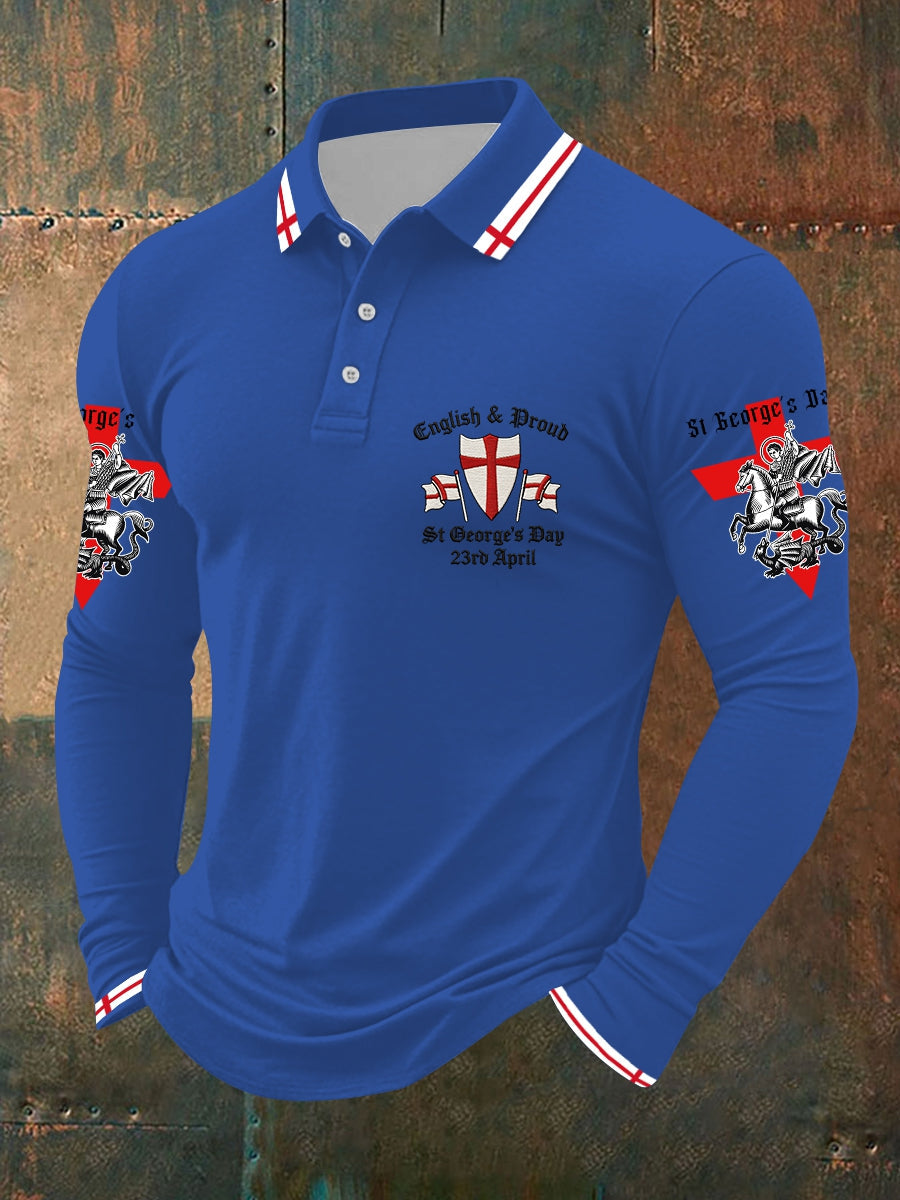 Men's St George's Day long sleeve polo shirt