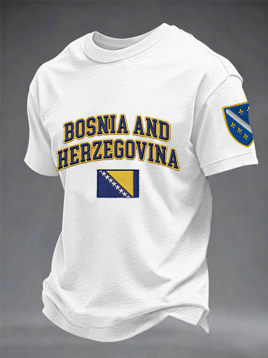 Men's Bosnia ZMAJEVI Football Lover Printed imitation cotton short-sleeved T-shirt