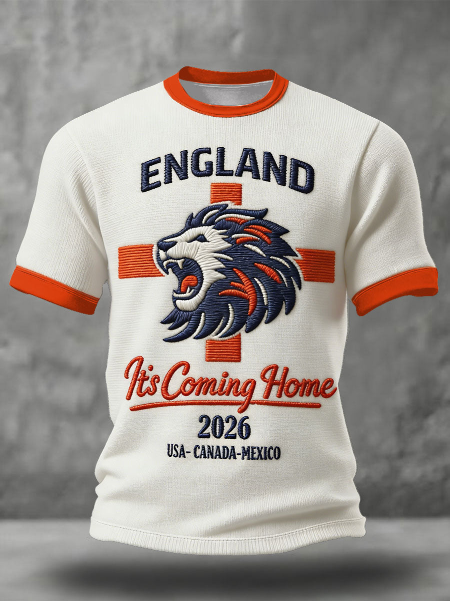 Men's England Football Lover Lions Printed T-shirt