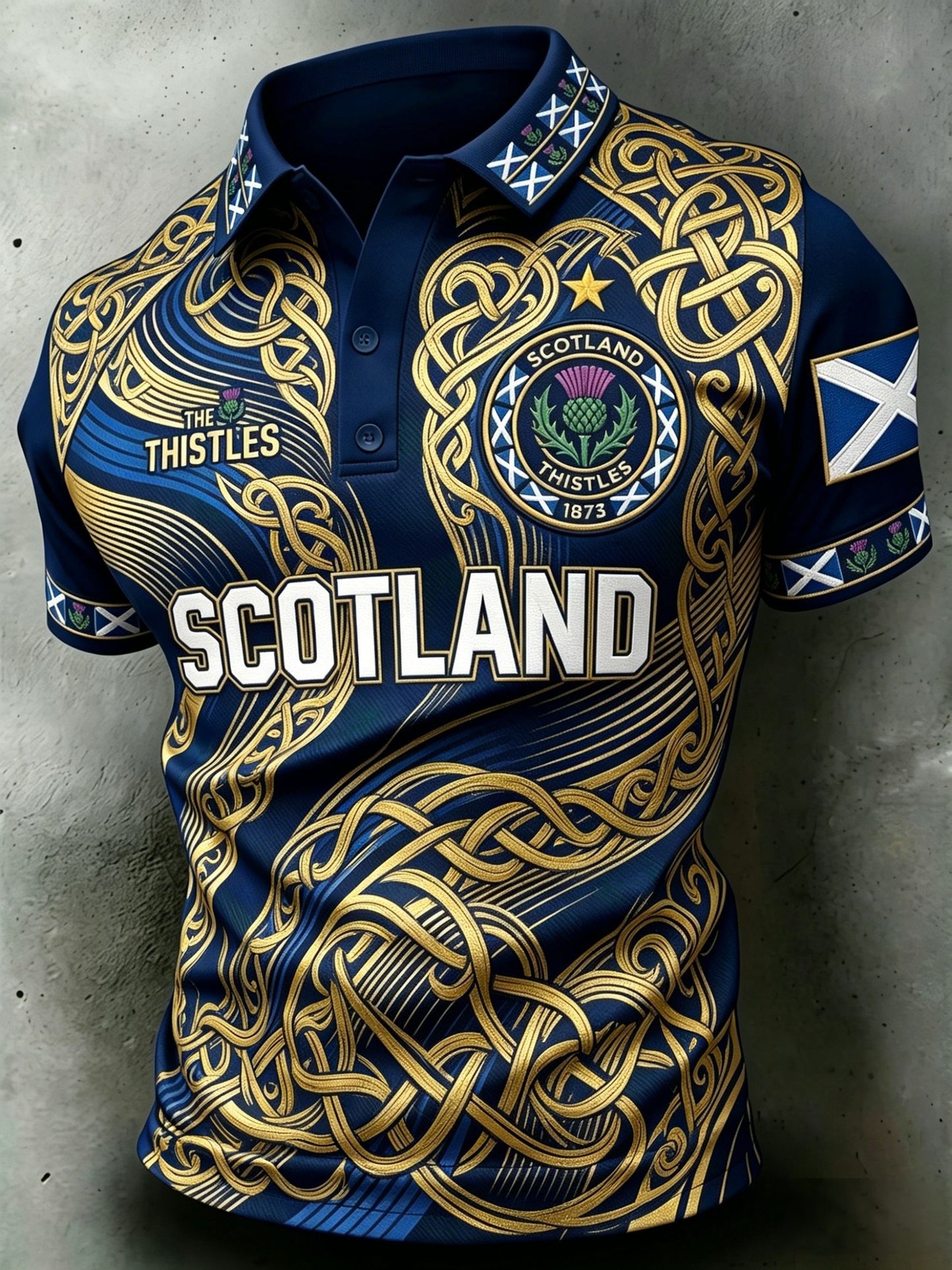 Unisex UK Scotland Football Lover 2026 Printed Short-Sleeve Polo Shirt