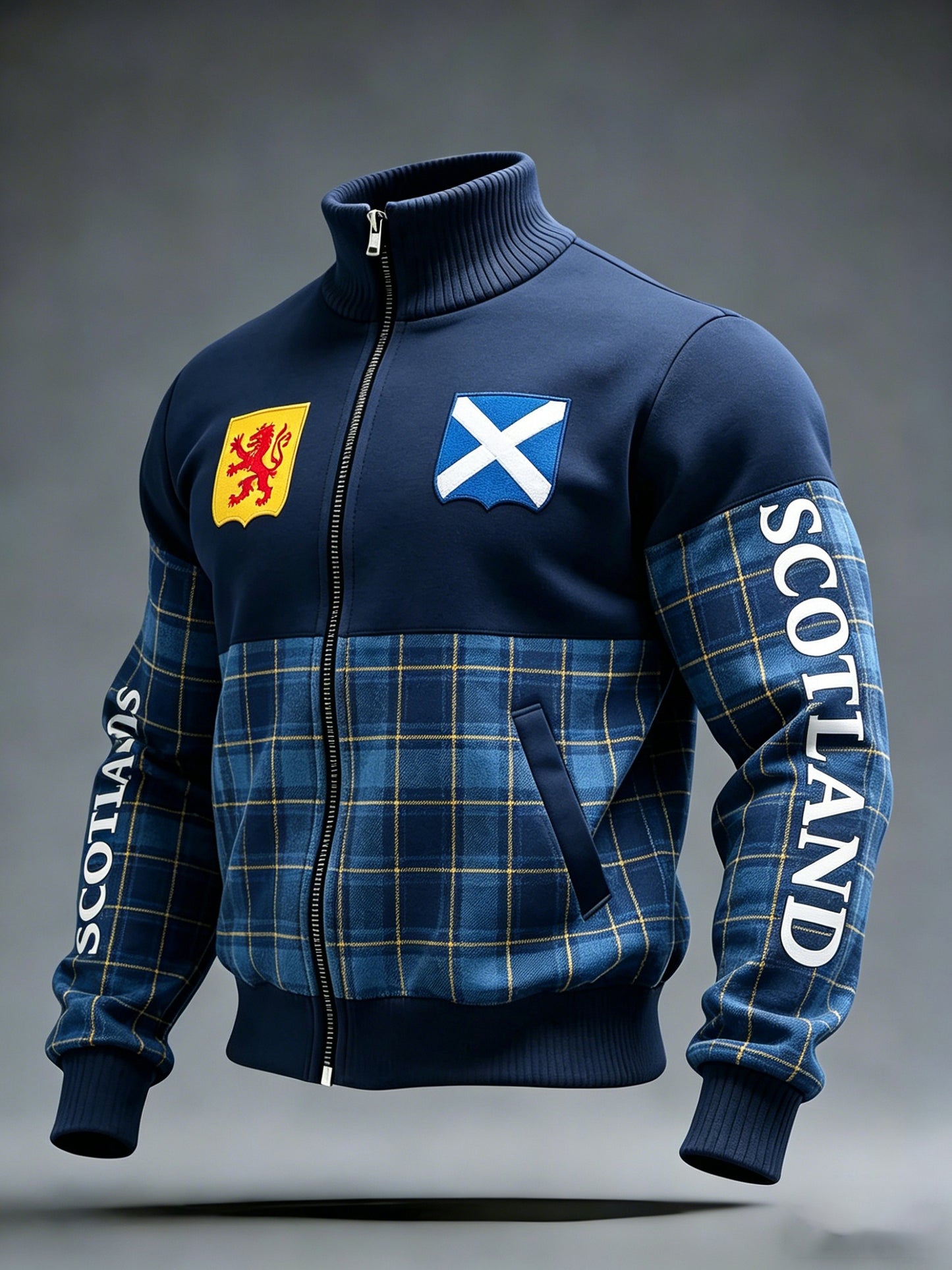 Unisex UK Scotland Football Lover 2026 Printed Casual Sporty Stand Collar Jacket