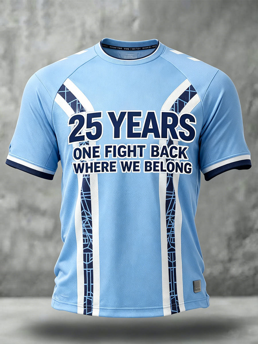 Men's Cov Is Back Football Lover Sky Blues Printed T-shirt