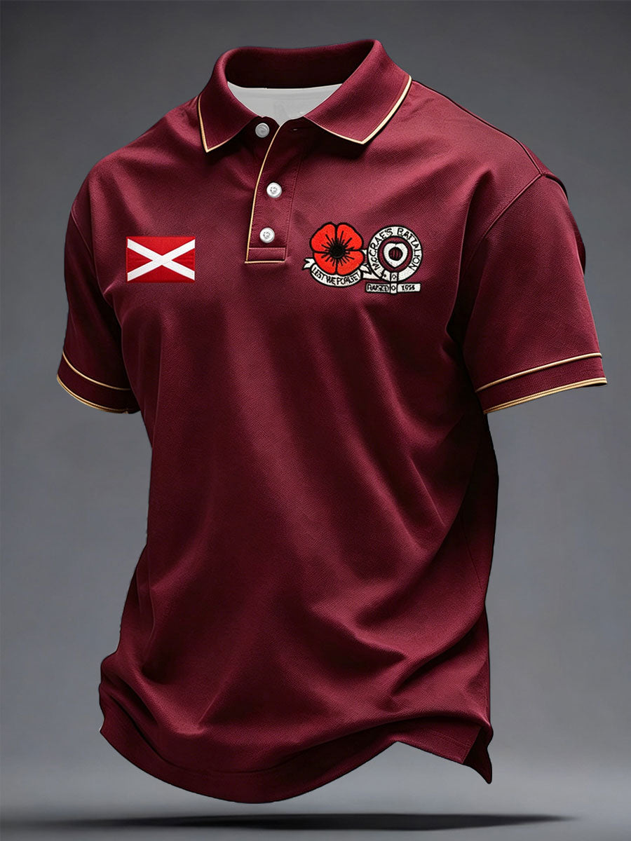 Men's Maroon Hearts Football Lover McCrae's Battalion Printed Casual Tops