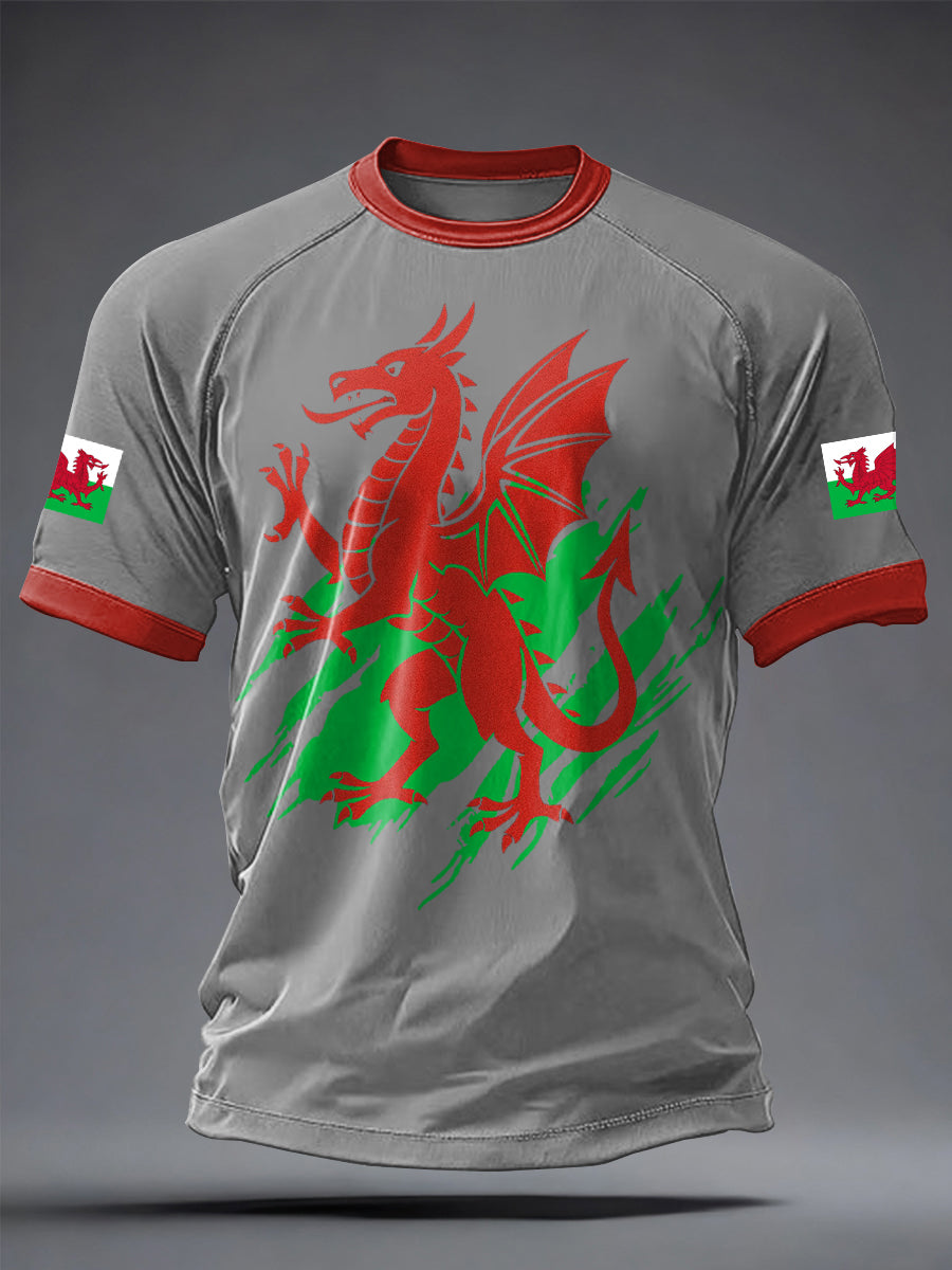 Men's Welsh Dragon Printed Casual short sleeves t-shirt