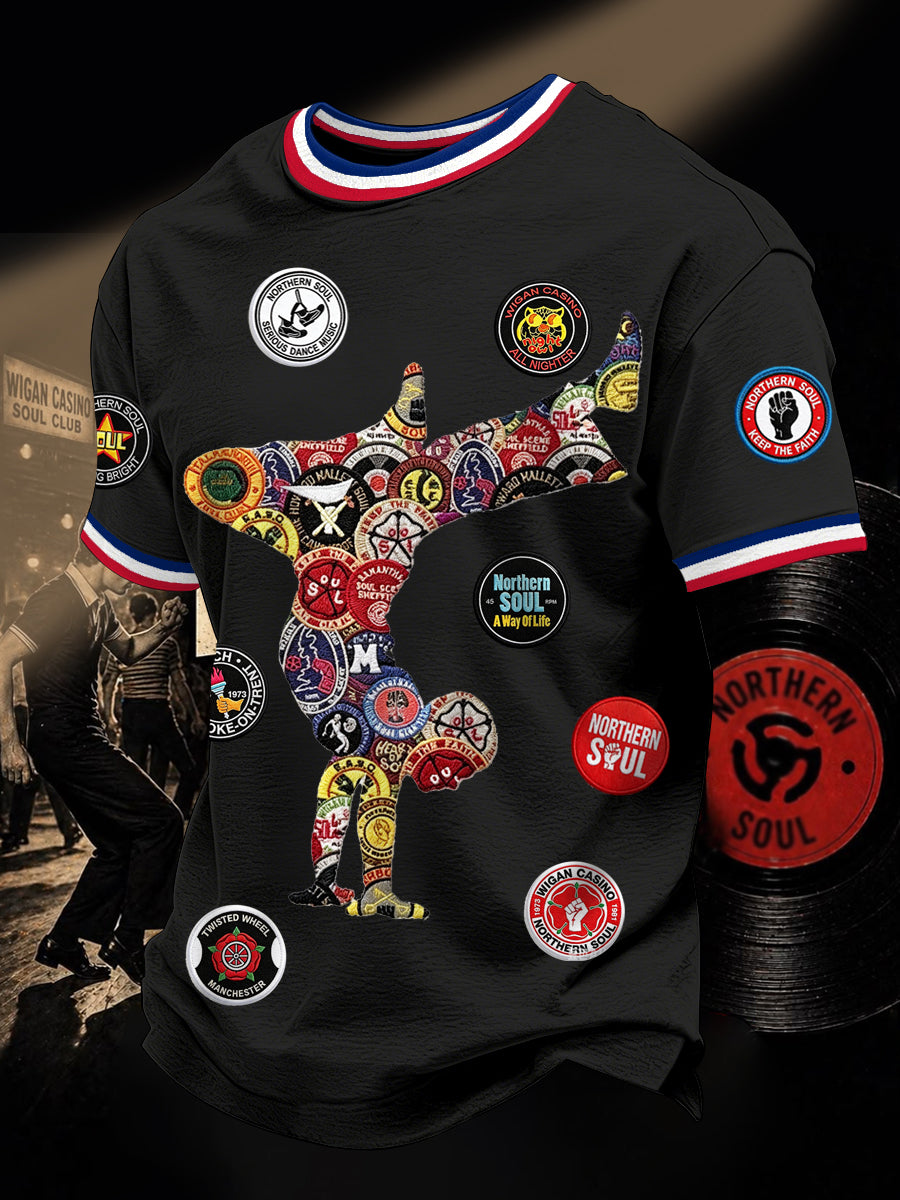 Men's Retro Northern Soul Keep The Faith Print Casual Tee