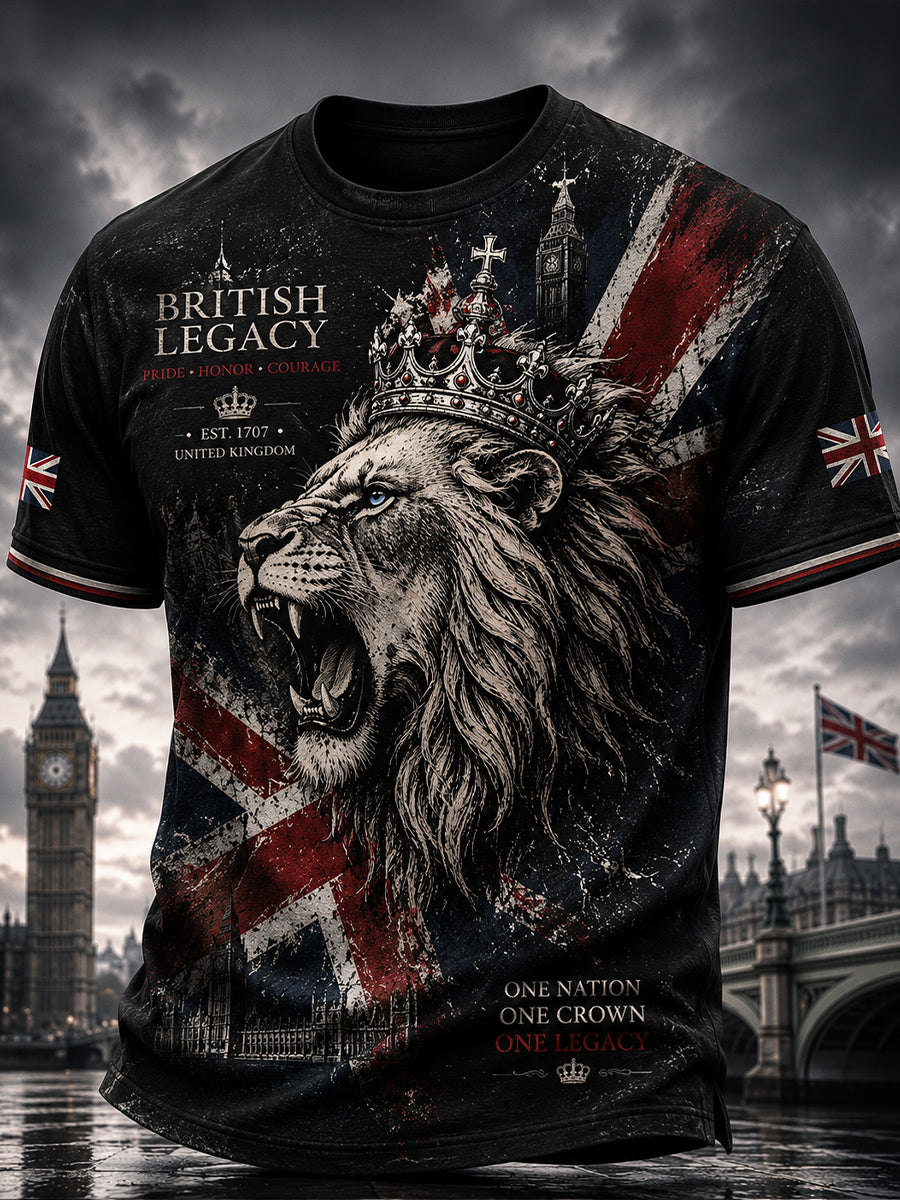 Men's Vintage British Flag Printed Short Sleeves T-shirt