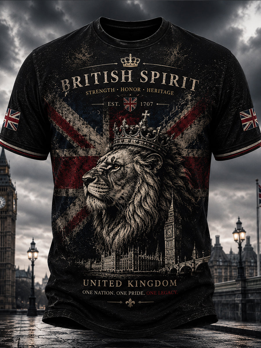 Men's Vintage British Flag Printed Short Sleeves T-shirt