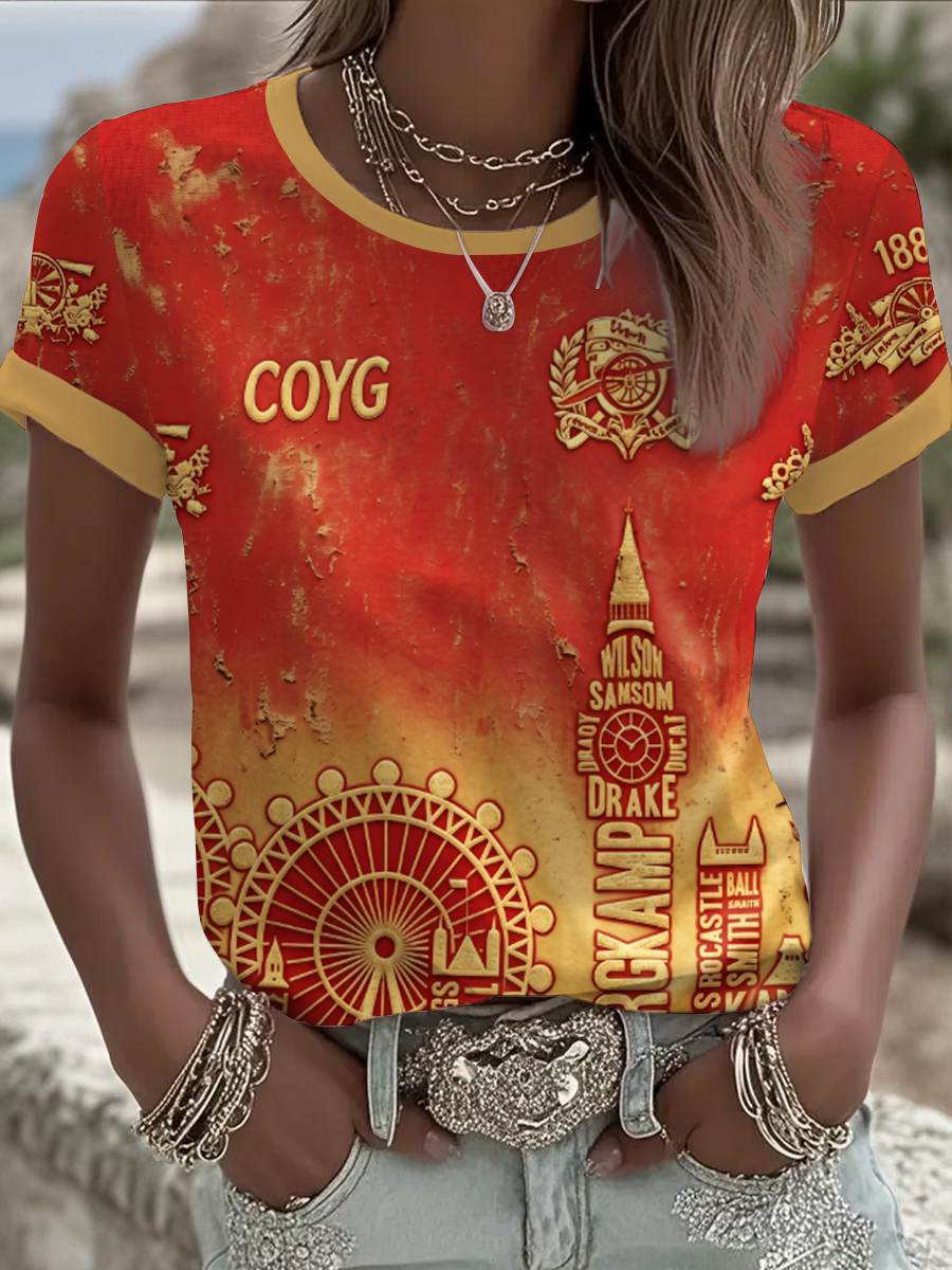 Women's RED CITY FOREVER Printed short-sleeved T-shirt