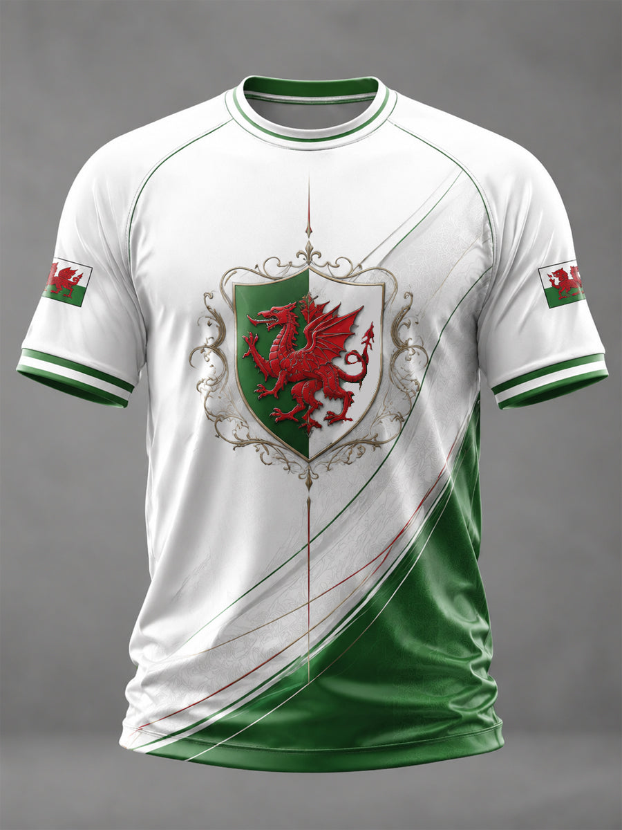 Men's Welsh Dragon Printed Casual short sleeves t-shirt
