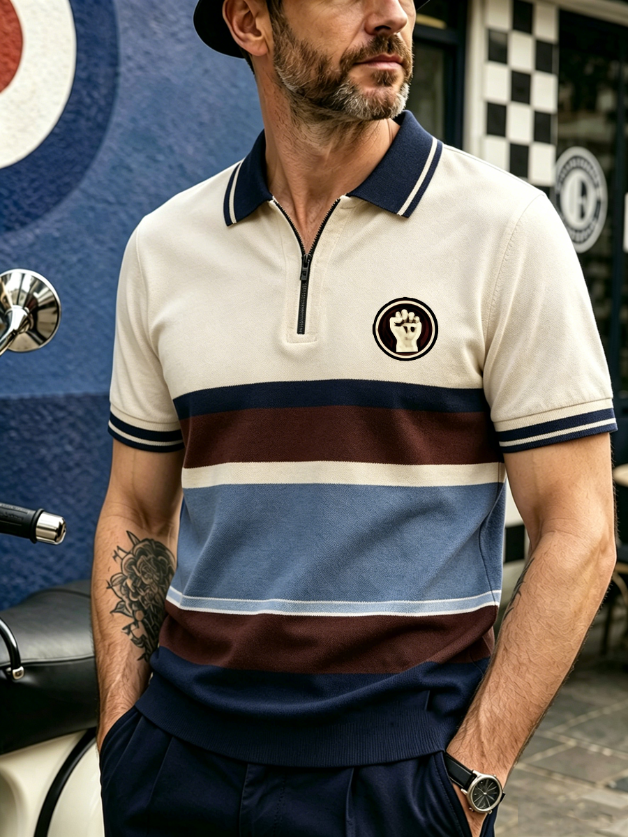 Men's Modern Culture Lover Printed zip up short sleeve