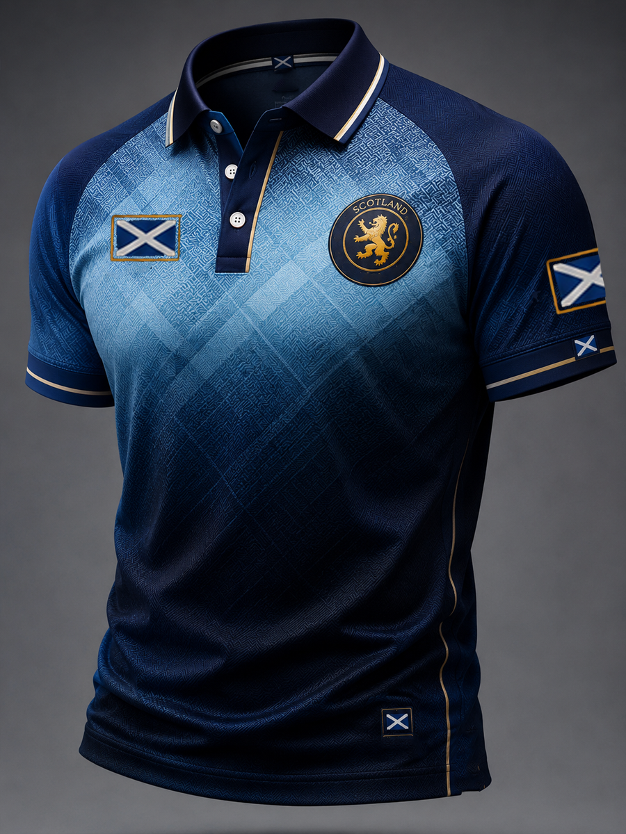 Men's UK Football Lover Scotland Printed three buttons shoulder sleeve