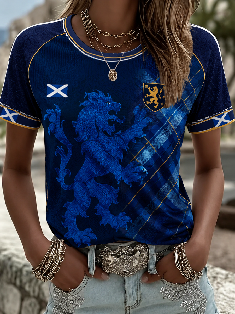 Women's Scotland Printed round neck short sleeve T-shirt