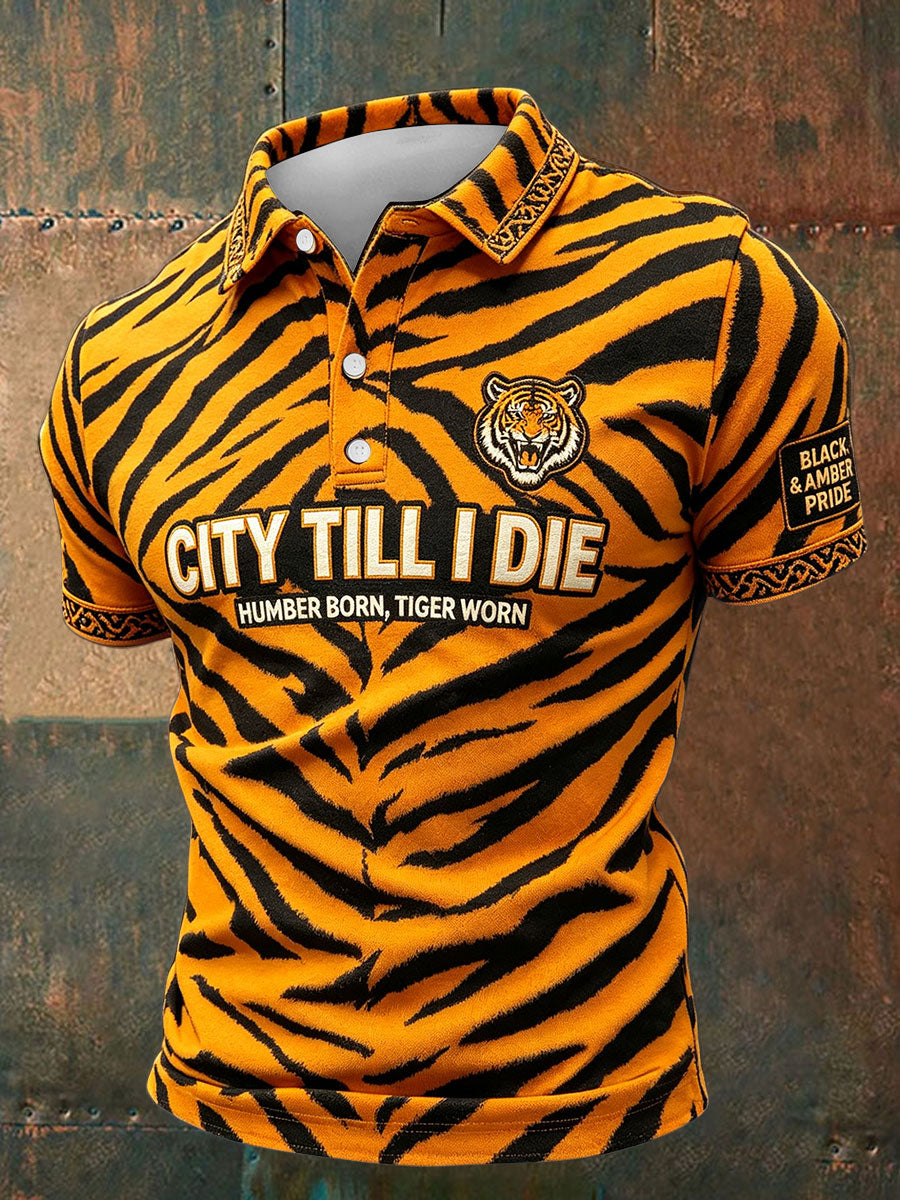 Men's Tigers Art Football Lover Printed Casual Tops