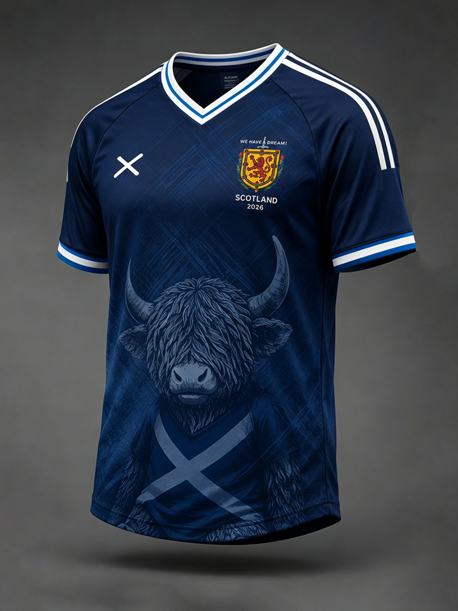 Men's Scotland Printed V-neck T-shirt