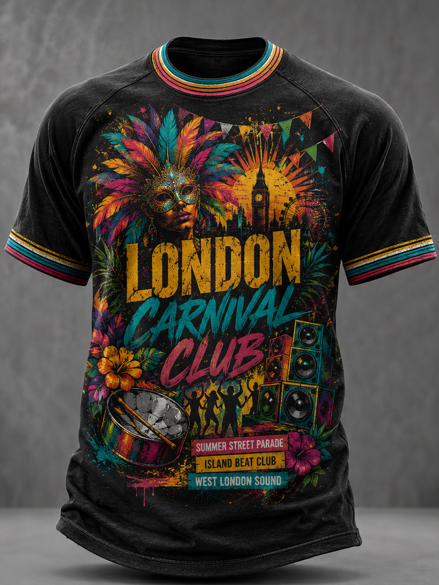 Men's Caribbean London Festival Notting Hill Carnival Printed Casual short sleeves t-shirt