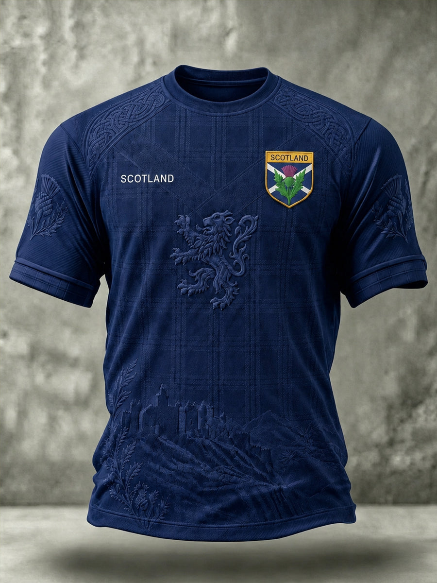 Men's Scotland Art Printed O-neck Short Sleeve T-shirt