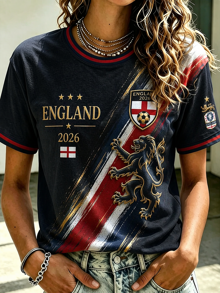 Women's UK Football Lover England Printed short-sleeved T-shirt