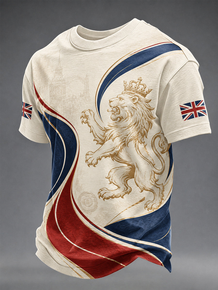 Men's British Lion Print Casual Tee