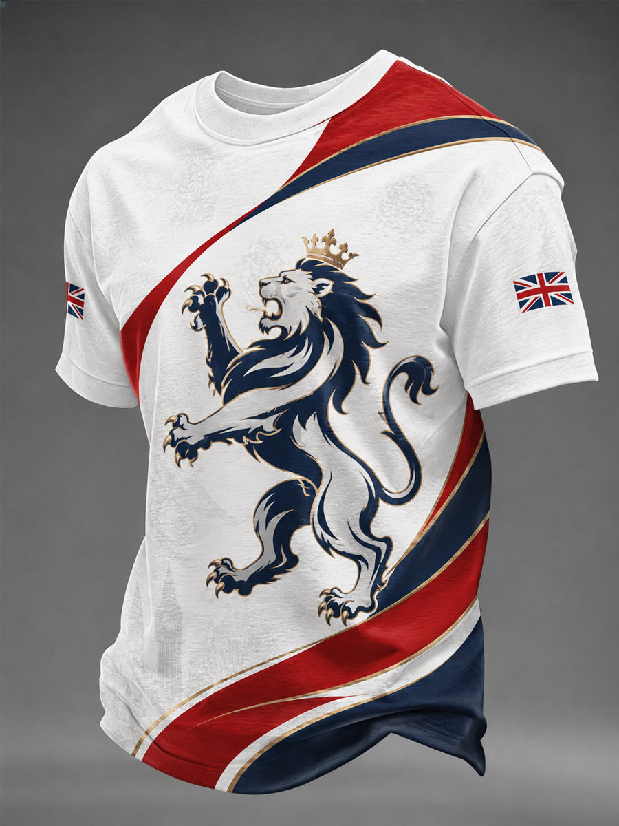Men's British Lion Print Casual Tee