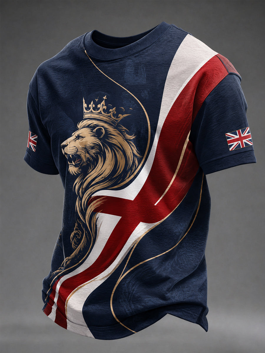 Men's British Lion Print Casual Tee
