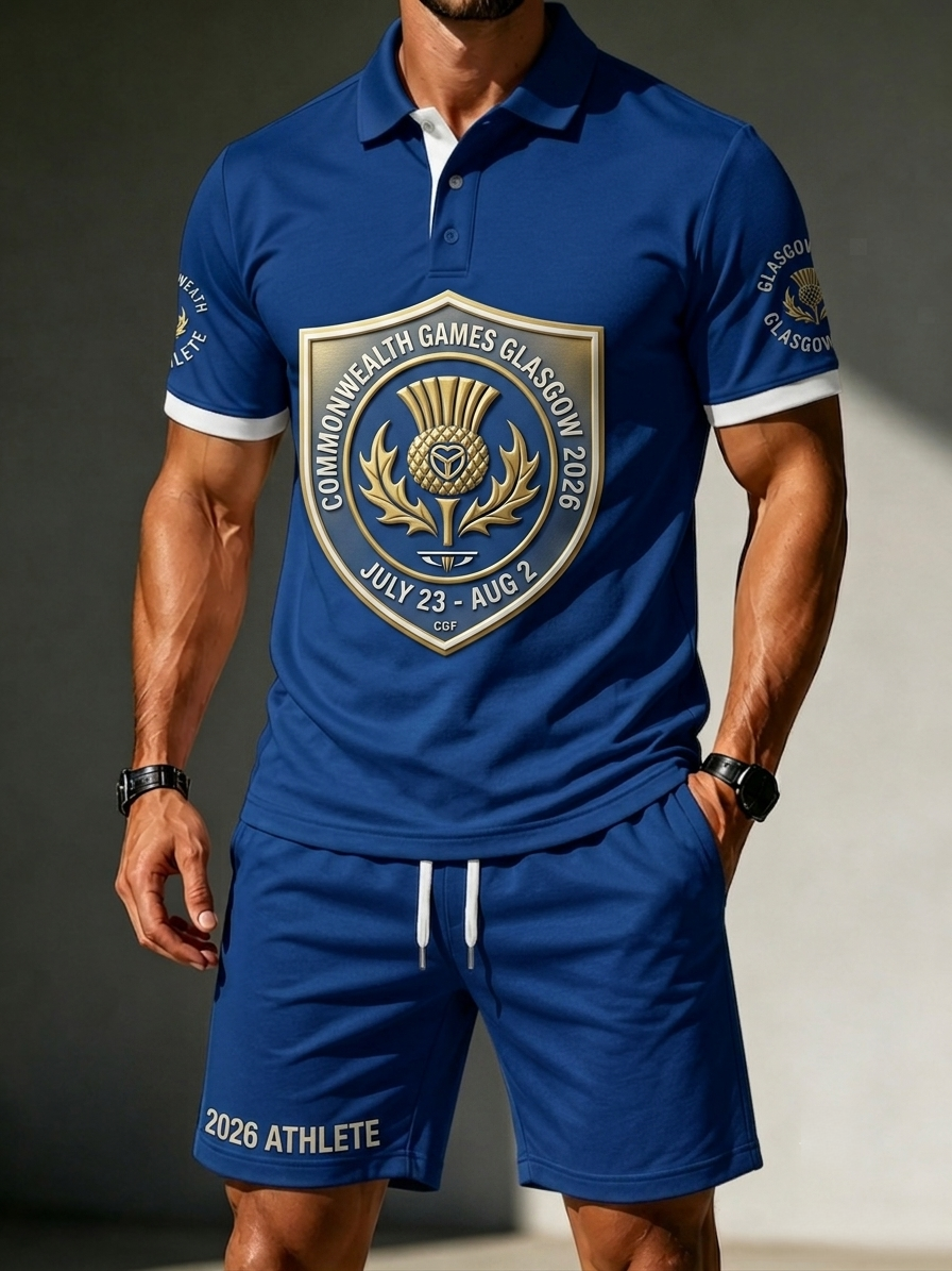 Men's Retro British Commonwealth Games Polo Shirt Set