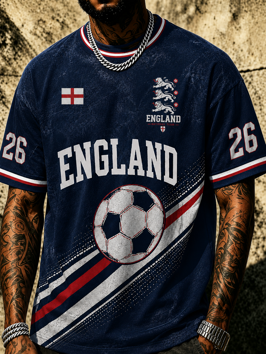 Men's UK Football Lover England Printed short sleeves t-shirt