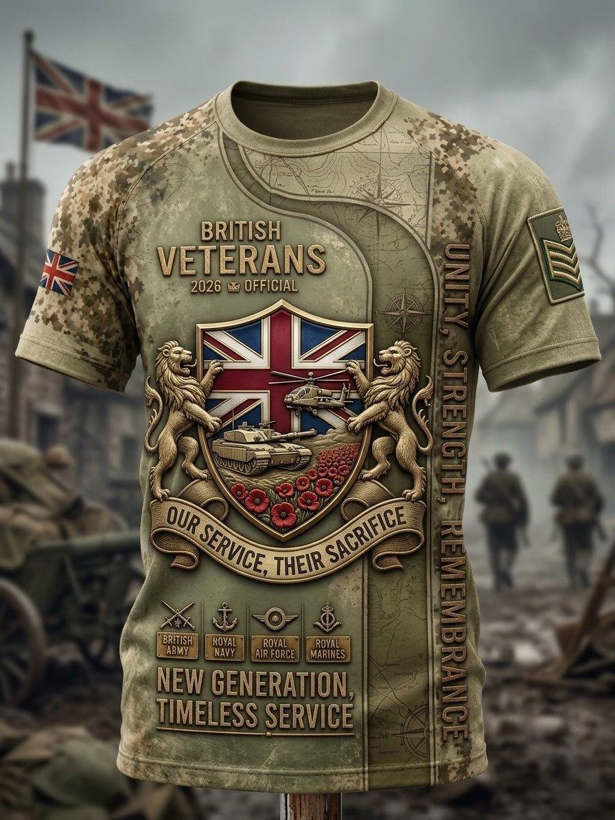 Men's British veteran print short sleeve t-shirt