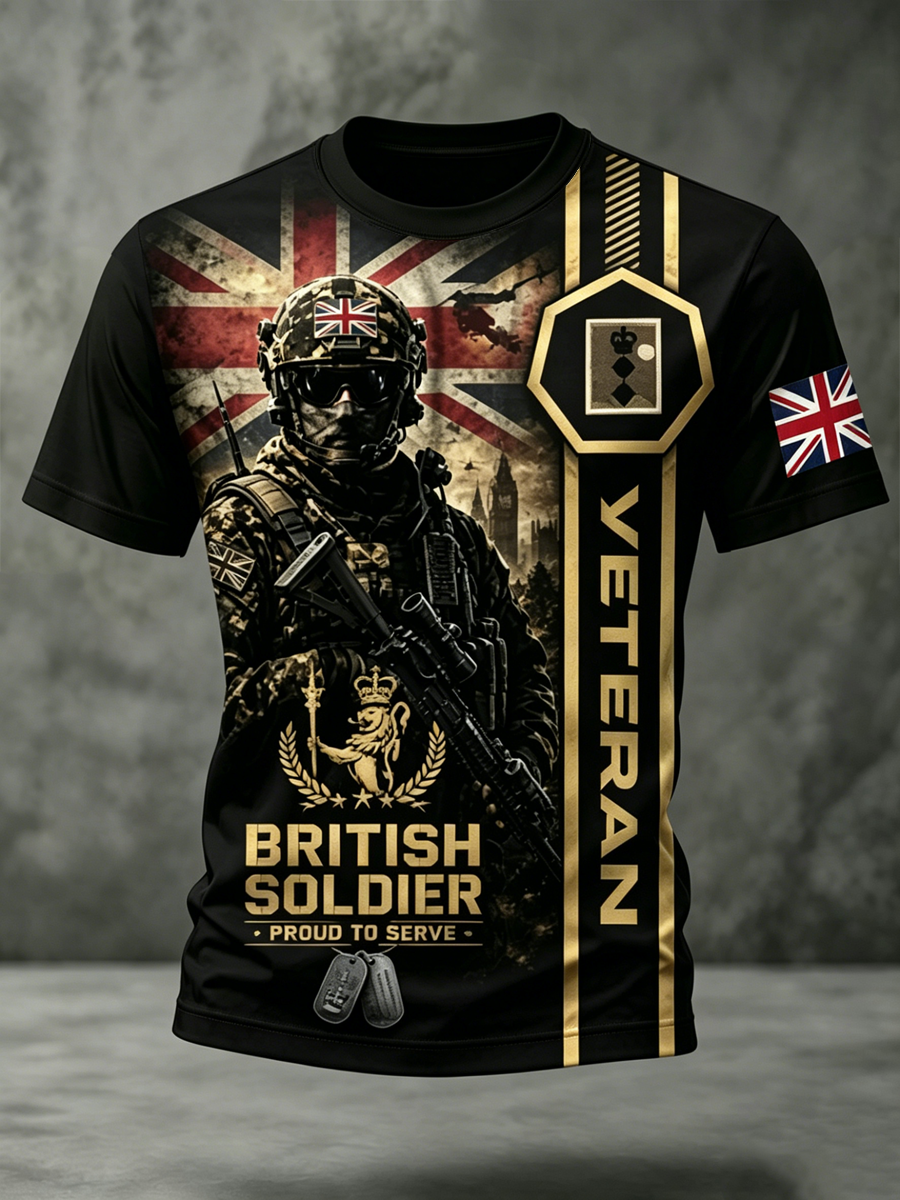 Men's British Veteran Print short sleeves t-shirt