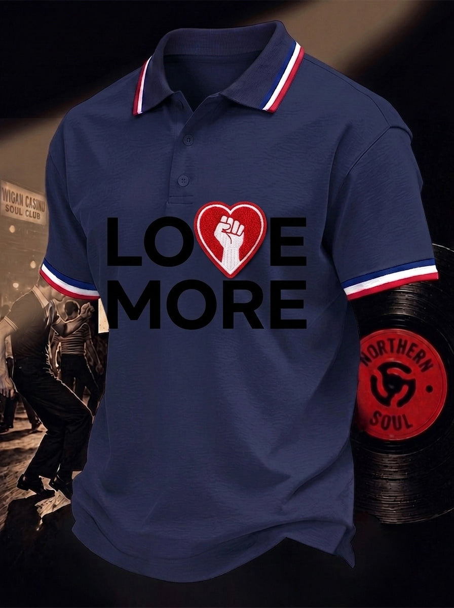 Men's Retro Northern Soul Print Casual Polo Tee