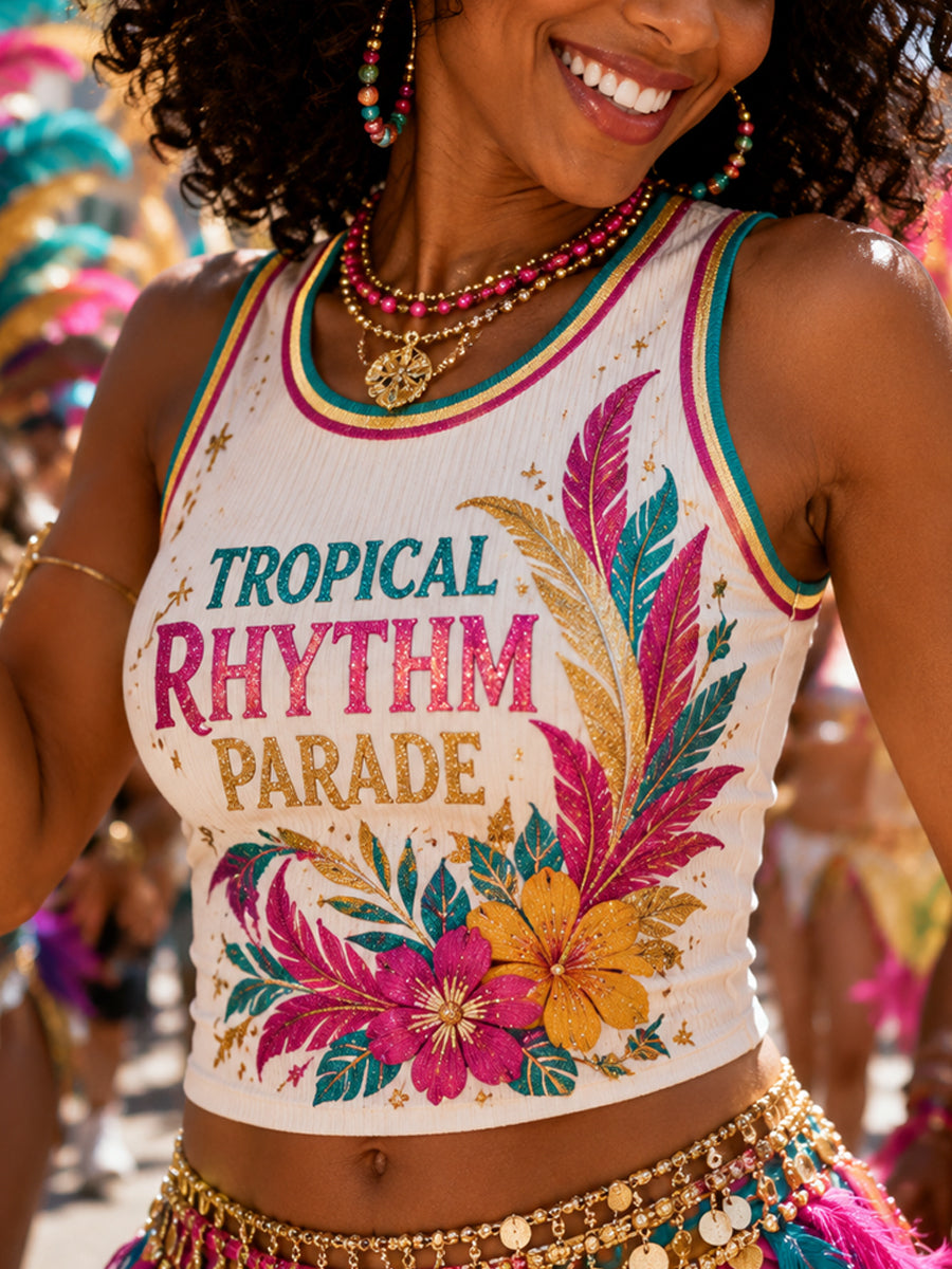 Women's Caribbean Carnival Print Casual Tank Top