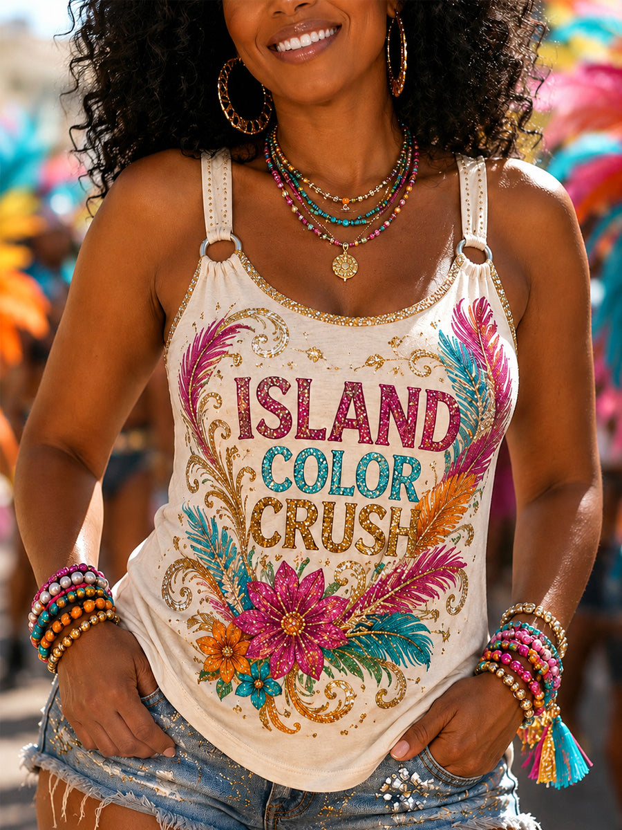 Women's Caribbean Carnival Print Casual Sleeveless Top