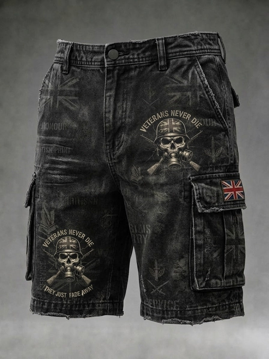 Men's Veteran Memorial Graphic Print Cropped Cargo Pants