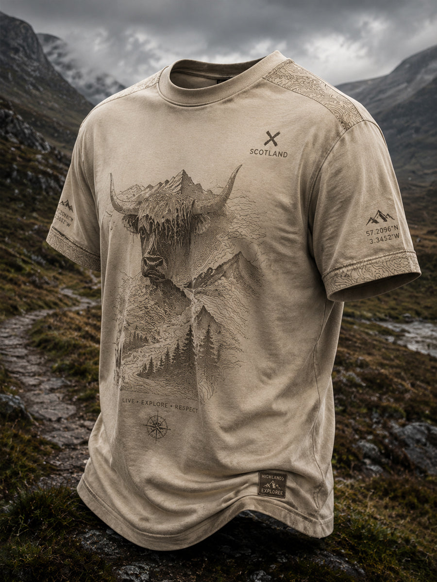 Men's Scottish Highland Cattle Printed T-shirt