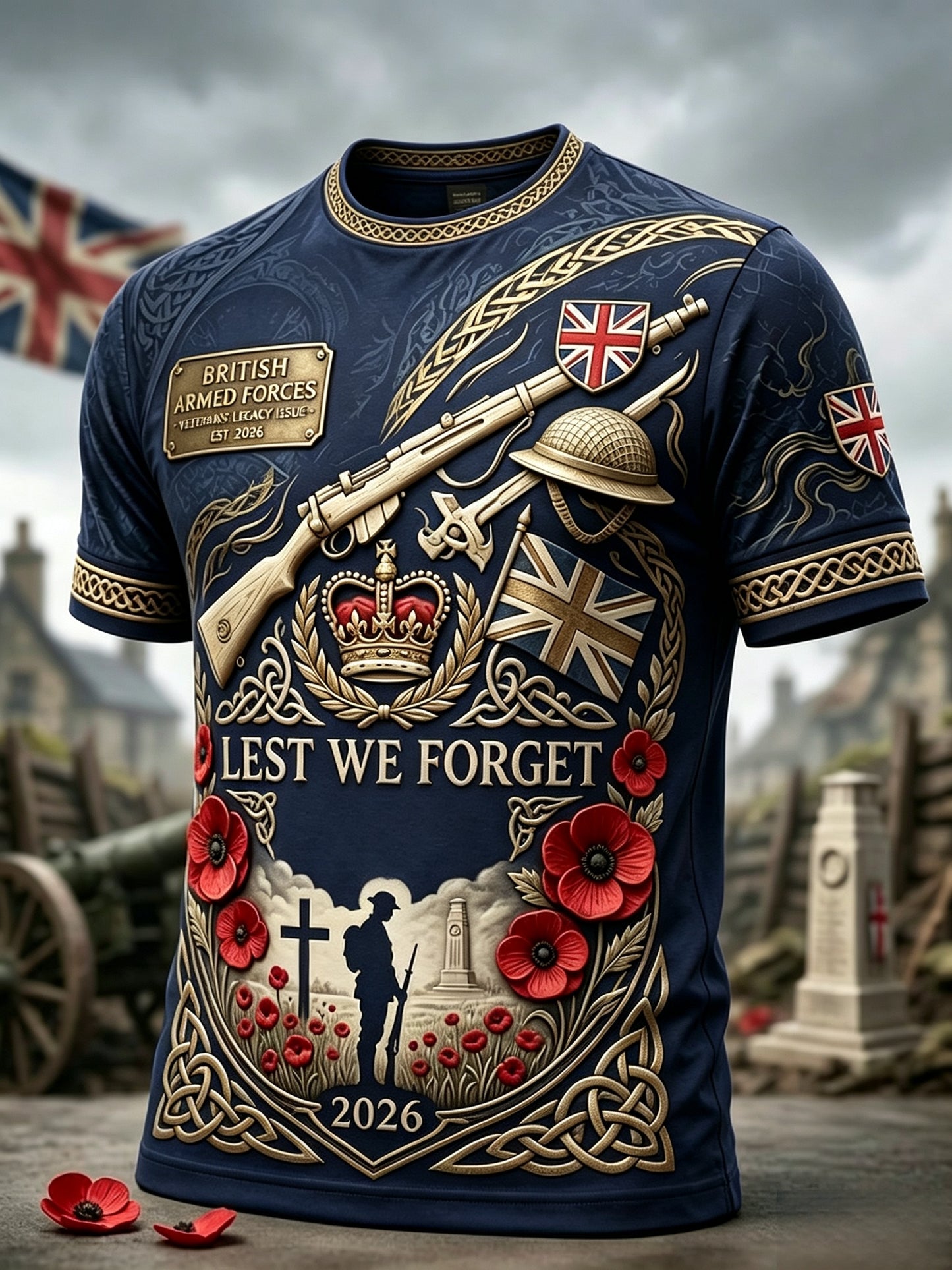 Men's British veteran print short sleeves t-shirt