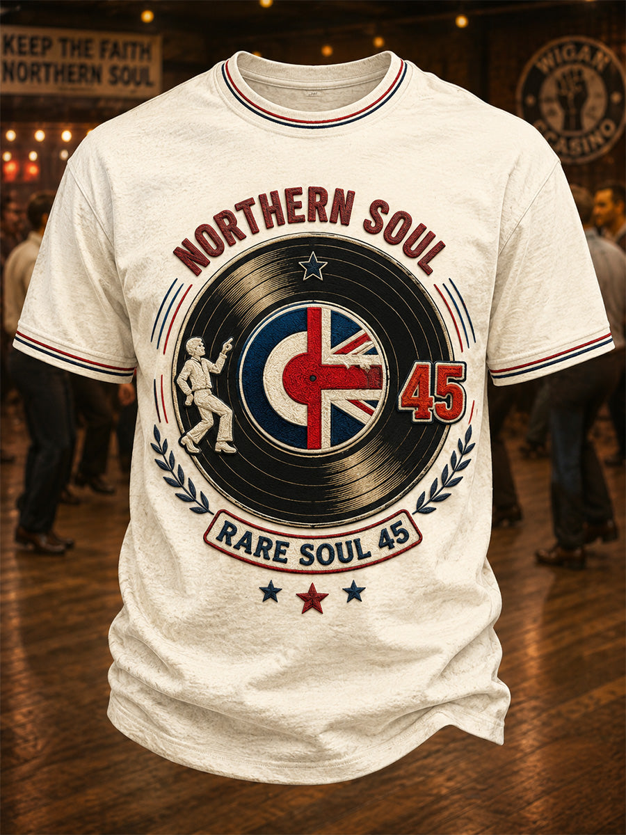 Men's Retro Northern Soul Print Casual Tee