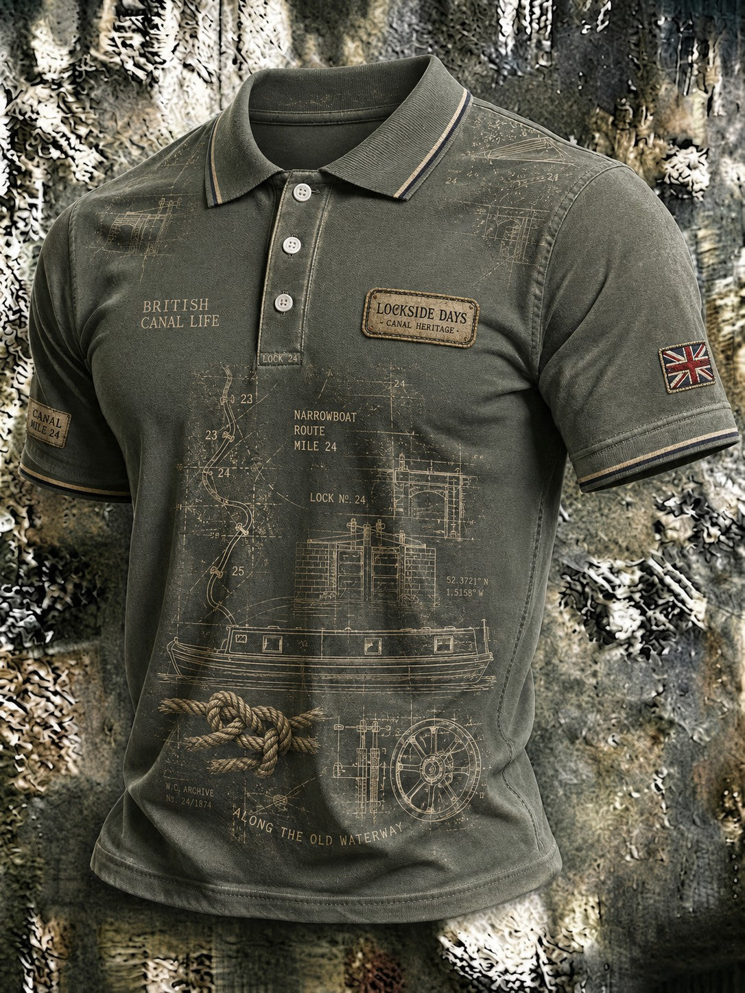 Men's Lockside Days British Canal Life Printed Shirt