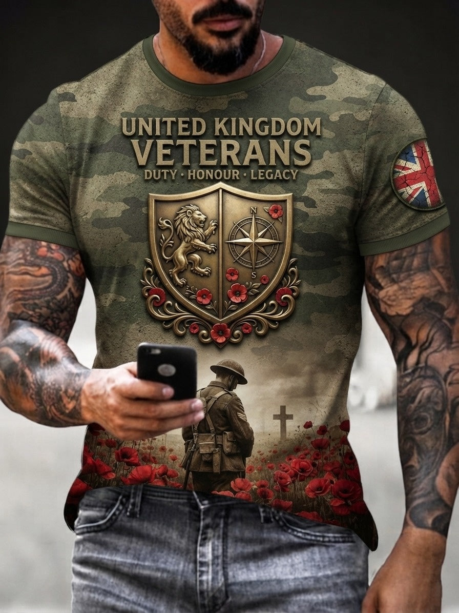 Men's British Veteran Print short sleeves t-shirt