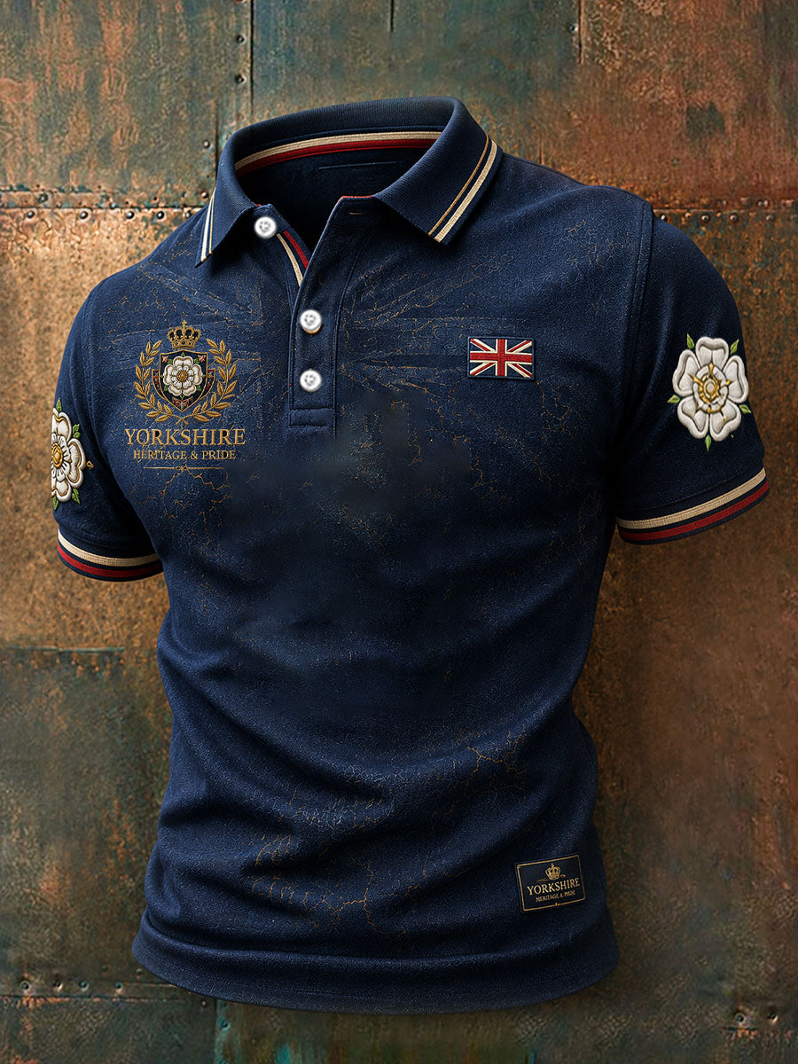 Men's England Yorkshire Day White Roses Art Printed Casual Tops