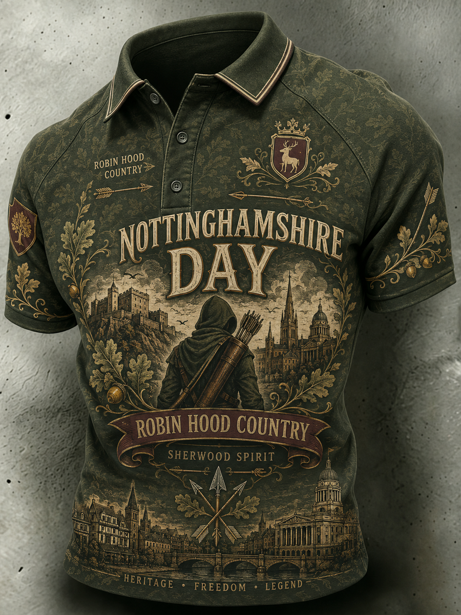 Men's Nottinghamshire Day Robin Hood Art Printed polo shirt